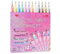 Segnali di nail art, 12 colori fai-da-te Penne per smalto 3D a secco 3d a secco veloce lungo duratura per disegnare la fodera del punto di punteggiatura dei graffiti di pittura