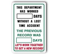 Segnali di sicurezza, cartelli di sicurezza, giorni senza incidente, cartello "Setting The Standard in Safety Days Without an Accident", 30,5 x 40,6 cm, in metallo e alluminio