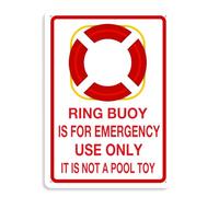 Segnali di sicurezza per piscina con anello di avvertimento per nuoto, boa è solo per uso di emergenza, non è un giocattolo in alluminio da 15 x 20 cm