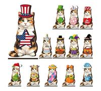 Segnali intercambiabili per l'arredamento della casa Ornamento estetico | Cartello in legno per gatto per scrivania adulti bambini famiglia insediamento festa compleanno stile rustico comodino