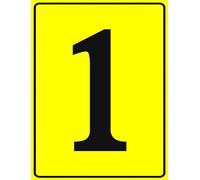 Segnali numerati in alluminio 1, in metallo giallo numerato, per esterni, per parcheggi, cortile, pontile, campo, campo, 14 x 20 cm, decorazione per la casa e il negozio aziendale