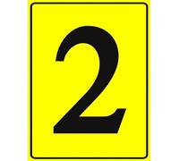 Segnali numerati in alluminio 2, in metallo giallo numerato, per esterni, per parcheggi, cortile, pontile, campo, campo, 14 x 20 cm, decorazione da parete per casa, negozio aziendale