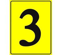 Segnali numerati in alluminio 3, in metallo giallo numerato, per esterni, per parcheggi, cortile, pontile, campo, campo, 14 x 20 cm, decorazione da parete per casa, negozio aziendale