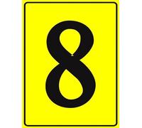 Segnali numerati in alluminio, 8, in metallo, giallo, per esterni, per parcheggi, cortile, pontile, campo, campo, 14 x 20 cm, decorazione per casa, negozio aziendale