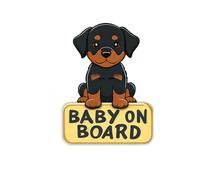 Segnali per auto con scritta "Baby on Board", con simpatico cane a bordo, impermeabile, resistente ai raggi UV, segnale di sicurezza, facile da applicare per finestra o paraurti (Rowena Baby Dog)