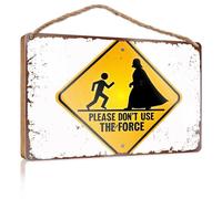Segnali per fattoria con scritta in inglese "Please Don'T Use The Force: A Warning Sign in legno Teen Stuff", decorazione (15 x 28 cm)