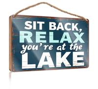 Segnali per il bagno per la casa seduti indietro, relax, sei al lago. Segnali da bagno per la decorazione della casa e della piscina (20 x 30 cm)