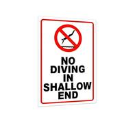 Segnali per piscine con scritta "No Diving in Shallow End Pool Safety First!", 30,5 x 20,3 cm, decorazione rustica per esterni in latta