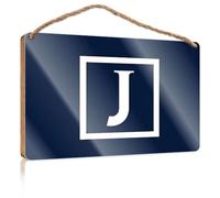 Segnali per porta dell'ufficio personalizzati L'immagine contiene la lettera "J". Cartello anteriore in legno decorativo per cucina (20 x 30 cm)