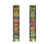 Segnali per portico anteriore, striscioni totem Tiki con foglie di palma tropicali, decorazione natalizia luminosa | Decorazione da parete da appendere per portico, giardino, vetrine, forniture per