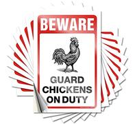 Segnali per uomo, decorazione per grotta e birra, resistente ai raggi UV, con scritta "Beware!Guard Chickens On Duty | Bumper Outdoor Vinyl Funny Bar Signs for Home Bar (12 x 18 cm, 2 pezzi)