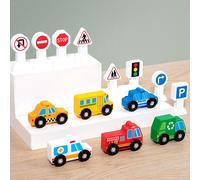Segnali stradali in legno Set da gioco Veicoli e segnali stradali Modello di