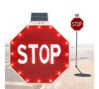 Segnali stradali Lampeggianti a energia Solare da 30" - Segnali stradali Illuminati a LED con Pellicola Riflettente di Grado Tecnico per Cantieri edili e autostrade - Durevole e Resistente agli