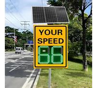 Segnali stradali radar con feedback LED, pannello di visualizzazione del limite di velocità ad energia solare, 61 x 88,9 cm, monitoraggio della velocità a 3 cifre per la sicurezza stradale, segnale di