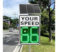 Segnali stradali radar con feedback LED, pannello di visualizzazione del limite di velocità ad energia solare, 61 x 88,9 cm, monitoraggio della velocità a 3 cifre per la sicurezza stradale, segnale di