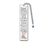 Segnalibri 40° Compleanno Ispiratore Nonno Papà Zio Torta Di Buon Compleanno Anni '40 Inciso Uomini Presenti Personalizzato Padrino Amante Libro Segnalibro Apprezzare Regalo Migliore Amico Stelle Blu