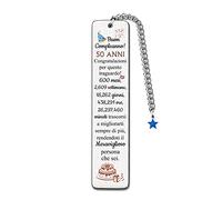 Segnalibri 50° Compleanno Ispiratore Nonno Papà Zio Torta Di Buon Compleanno Anni '50 Inciso Uomini Presenti Personalizzato Padrino Amante Libro Segnalibro Apprezzare Regalo Migliore Amico Stelle Blu