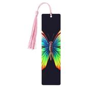 Segnalibri a farfalla arcobaleno con nappe, segnalibro in legno per donne e uomini, segnalibro fatto a mano per gli amanti dei libri, segnalibri per pagine di lettura, etichette in legno, ornamenti