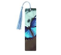 Segnalibri a farfalla blu con nappe, segnalibro in legno per donne e uomini, segnalibro fatto a mano per gli amanti dei libri, segnalibri per pagine di lettura, etichette in legno, ornamenti regalo di