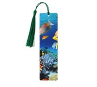 Segnalibri a forma di pesce subacqueo con nappe, segnalibro in legno per donne e uomini, segnalibro fatto a mano per gli amanti dei libri, segnapagine di lettura, etichette in legno, ornamenti, regalo