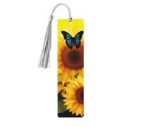 Segnalibri artistici con girasole e farfalle floreali, segnalibro in legno per donne e uomini, segnalibro fatto a mano per gli amanti dei libri, etichette in legno, segnapagine di lettura, ornamenti a