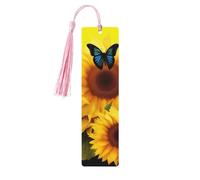 Segnalibri artistici con girasole e farfalle floreali, segnalibro in legno per donne e uomini, segnalibro fatto a mano per gli amanti dei libri, etichette in legno, segnapagine di lettura, ornamenti a