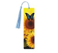 Segnalibri artistici con girasole e farfalle floreali, segnalibro in legno per donne e uomini, segnalibro fatto a mano per gli amanti dei libri, etichette in legno, segnapagine di lettura, ornamenti a