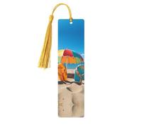 Segnalibri colorati in legno a forma di palla da spiaggia per gli amanti dei libri, segnalibro fai da te fatto a mano con nappe colorate Marcatori di pagina stampati su entrambi i lati, accessori