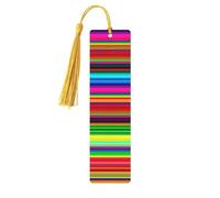 Segnalibri colorati in legno a righe messicane per gli amanti dei libri, segnalibro fai da te fatto a mano con nappe colorate Marcatori di pagina stampati su entrambi i lati, accessori artistici per