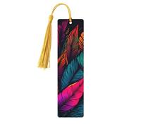 Segnalibri colorati in legno con foglie tropicali per gli amanti dei libri, segnalibro fai da te fatto a mano con nappe colorate Marcatori di pagina stampati su entrambi i lati, accessori artistici