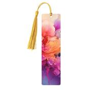 Segnalibri colorati in legno con pittura ad acquerello per gli amanti dei libri, segnalibro fai da te fatto a mano con nappe colorate Marcatori di pagina stampati su entrambi i lati, accessori per