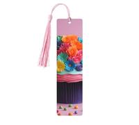 Segnalibri colorati in legno con stampa di cupcake arcobaleno e fiori, bellissimi accessori per notebook per uomini e donne amanti dei libri