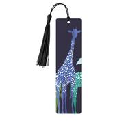 Segnalibri colorati in legno con stampa di giraffe amanti degli amanti della lettura, 5 segnalibri in legno con nappe, regali per uomini e donne
