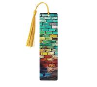 Segnalibri colorati in legno di mattoni per gli amanti dei libri, segnalibro fai da te fatto a mano con nappe colorate Marcatori di pagina stampati su entrambi i lati, accessori artistici per libri