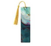 Segnalibri colorati in legno marmorizzato per gli amanti dei libri, segnalibro fai da te fatto a mano con nappe colorate Marcatori di pagina stampati su entrambi i lati, accessori artistici per libri