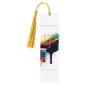 Segnalibri colorati in legno per gli amanti dei libri, segnalibro fai da te fatto a mano con nappe colorate Marcatori di pagina stampati su entrambi i lati, accessori per libri artistici, regalo per