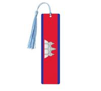 Segnalibri con nappe con bandiera della Cambogia, set di 5 pezzi in legno per studio e libri