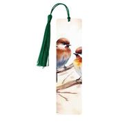 Segnalibri con nappe, con uccellini che riposano sul ramo di un albero, segnalibro in legno per donne e uomini, segnalibro fatto a mano per gli amanti dei libri, segnapagine di lettura, etichette in