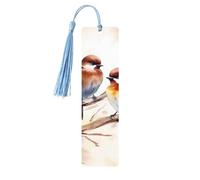 Segnalibri con nappe, con uccellini che riposano sul ramo di un albero, segnalibro in legno per donne e uomini, segnalibro fatto a mano per gli amanti dei libri, segnapagine di lettura, etichette in