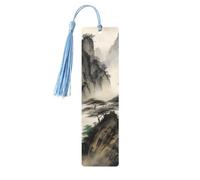 Segnalibri con nappe e paesaggi cinesi, segnalibro in legno per donne e uomini, segnalibro fatto a mano per gli amanti dei libri, marcatori per pagine di lettura, etichette in legno, ornamenti regalo