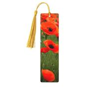 Segnalibri con nappe in legno con stampa di papaveri e petali per amanti dei libri, uomini, donne, insegnanti, regalo unico e insolito