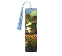 Segnalibri con nappe, motivo rana della pace, segnalibro in legno per donne e uomini, fatto a mano, per gli amanti dei libri, segnapagine di lettura, etichette in legno, ornamenti, regalo di