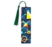 Segnalibri con stampa astratta della scienza chimica, 5 segnalibri in legno con nappe, regali per gli amanti dei libri