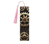 Segnalibri con stampa di ingranaggi steampunk e pagine di lettura, 5 pezzi, segnalibri in legno con nappe, regali per gli amanti dei libri