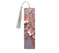 Segnalibri decorativi in legno con motivo floreale in oro rosa, per gli amanti dei libri, fatto a mano fai da te con nappe colorate, marcatori per pagine stampati su entrambi i lati, accessori per