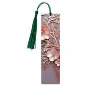 Segnalibri decorativi in legno con motivo floreale in oro rosa, per gli amanti dei libri, fatto a mano fai da te con nappe colorate, marcatori per pagine stampati su entrambi i lati, accessori per