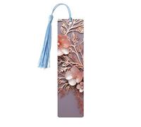 Segnalibri decorativi in legno con motivo floreale in oro rosa, per gli amanti dei libri, fatto a mano fai da te con nappe colorate, marcatori per pagine stampati su entrambi i lati, accessori per