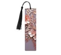 Segnalibri decorativi in legno con motivo floreale in oro rosa, per gli amanti dei libri, fatto a mano fai da te con nappe colorate, marcatori per pagine stampati su entrambi i lati, accessori per
