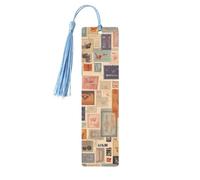 Segnalibri di cancelleria postale con nappe, segnalibro in legno per donne e uomini, segnalibro fatto a mano per gli amanti dei libri, segnalibri per pagine di lettura, etichette in legno, ornamenti