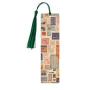 Segnalibri di cancelleria postale con nappe, segnalibro in legno per donne e uomini, segnalibro fatto a mano per gli amanti dei libri, segnalibri per pagine di lettura, etichette in legno, ornamenti